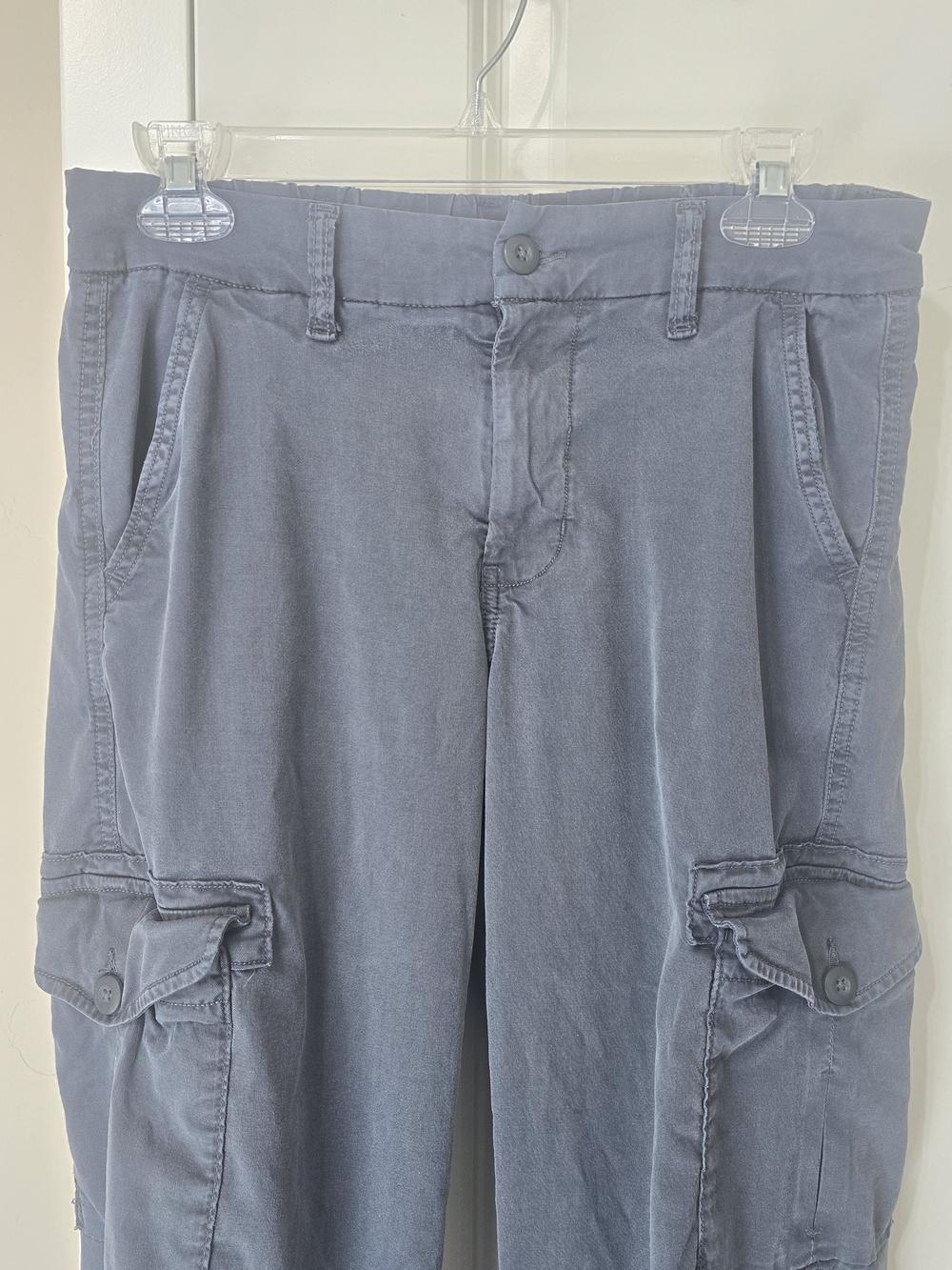 American Eagle Blue Mid Rise Baggy Wide Leg Cargo Pants Sz 4 Summer Y2k Street - Picture 3 of 10